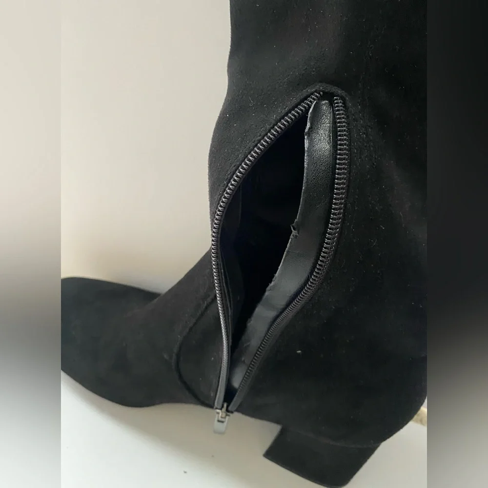 Nine West Blocky 02 black suede thigh high over the knee boots 8.5